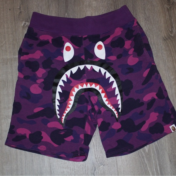 Bape Purple Camo Shark Men Shorts - Picture 1 of 2